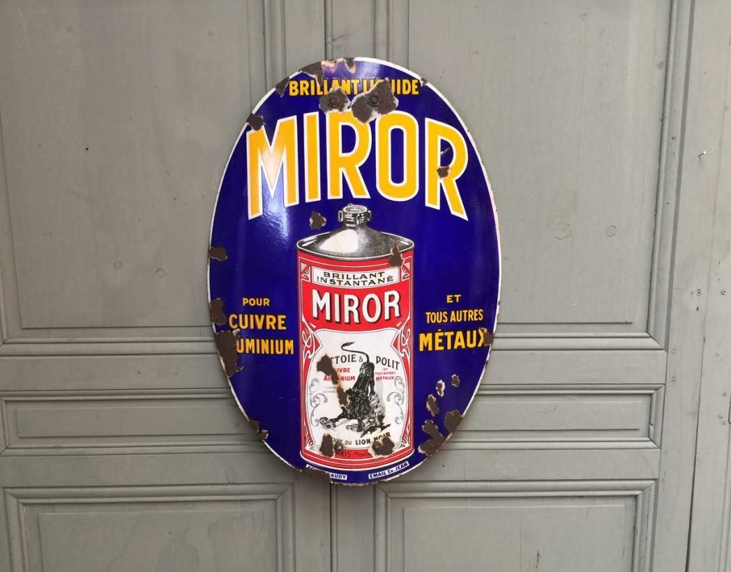 Ancienne Plaque Tôle Publicitaire  MIROR  Produit du Lion Noir. - Virtual  Broc - Objets de Collection & de Décoration